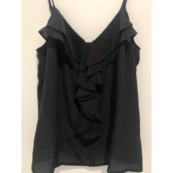 UO silence + noise Silk Ruffle Black Cami - M - Picture 3 of 7